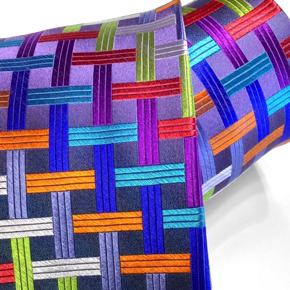 Purple BOLD New Multi-Color Lawrence Ivey Silk Tie - Picture 4 of 4